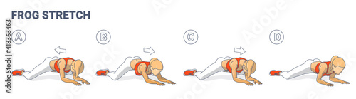 Frog Stretch Exercise for Female Home Workout Relaxation Guidance.