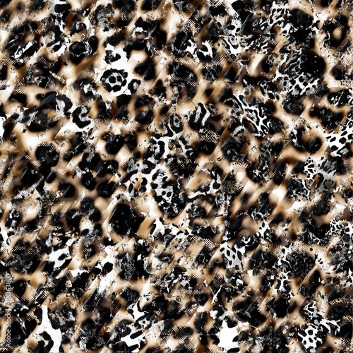 Seamless brush effets animal prints  leopard  zebra  tiger texture
