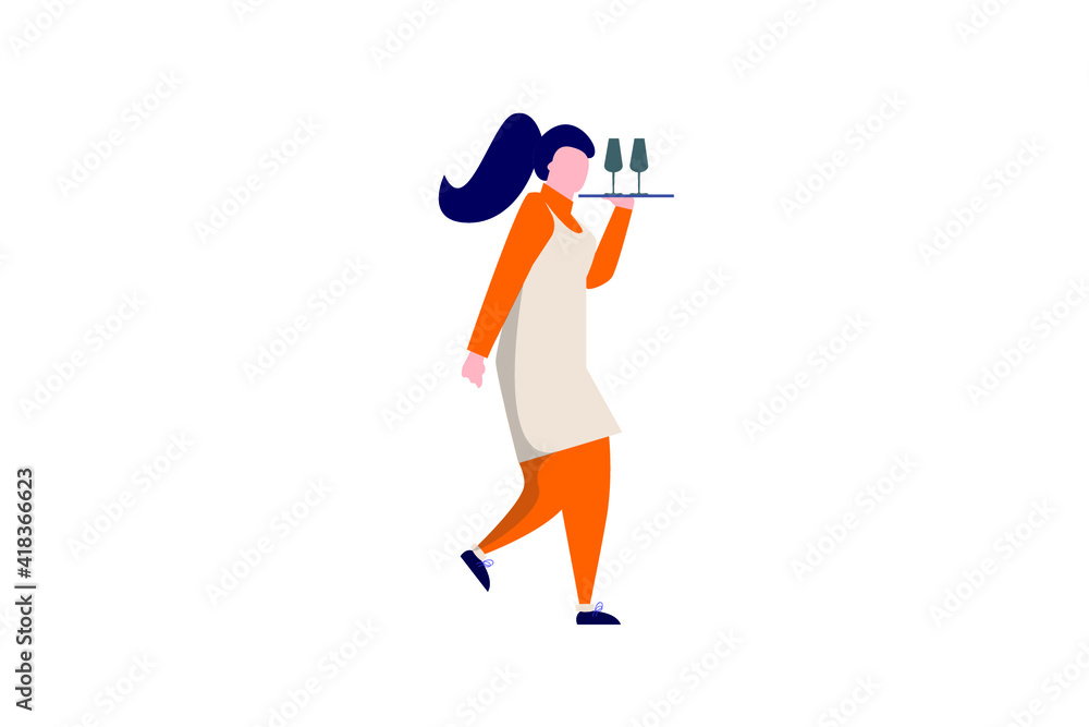waitress with glass wear apron waitress with glass wear apron