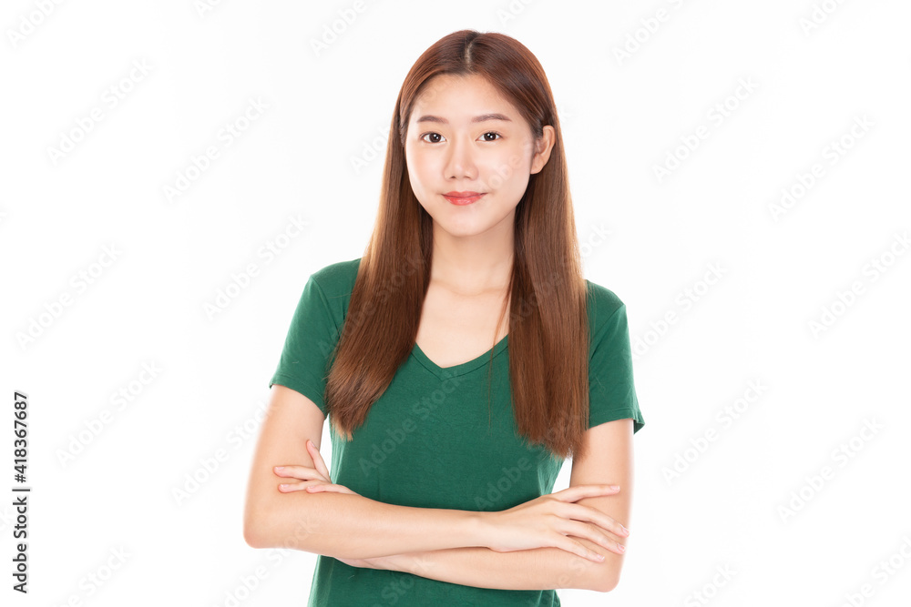 Portrait of young beautiful women with happy smile on white background. Attractive Cheerful young Asian girl. Healthy beautiful Asian woman. Youth and Skin Care, Beauty Concept. Portrait of young beautiful women with happy smile on white background. Attractive Cheerful young Asian girl. Healthy beautiful Asian woman. Youth and Skin Care, Beauty Concept.