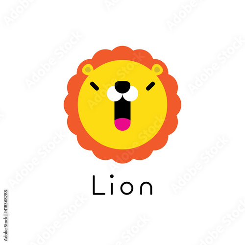 Fototapeta Naklejka Na Ścianę i Meble -  Cute lion face. Little lion in cartoon style. Vector illustration