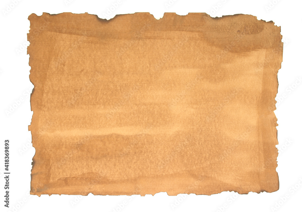 Old brown paper texture isolated on white