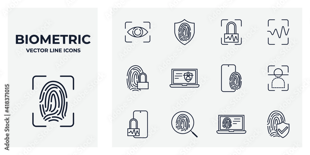Set of Biometric icon. Biometric pack symbol template for graphic and web design collection logo vector illustration