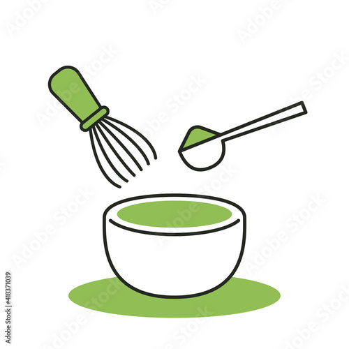 Matcha whisk logo. Matcha logo design.