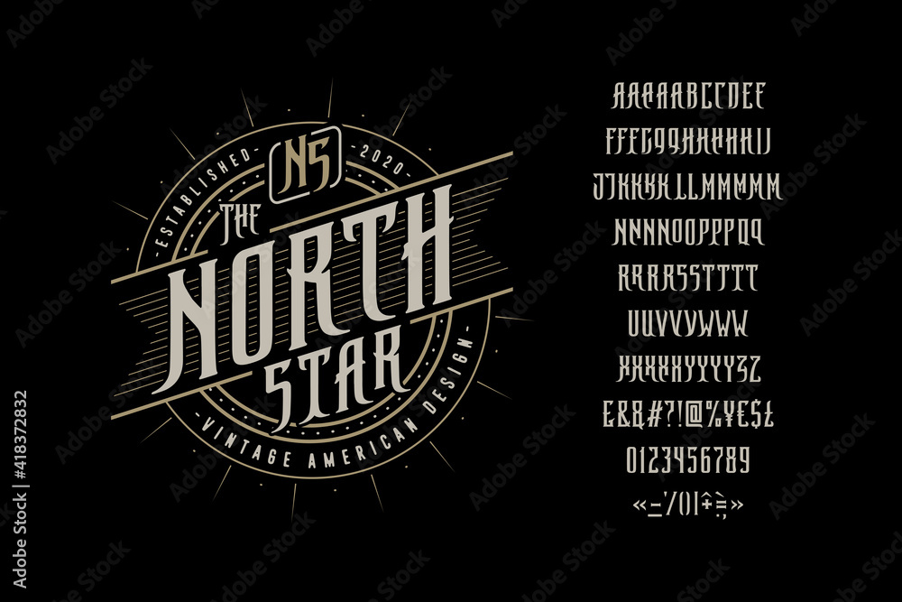 Font The North Star. Craft retro vintage typeface