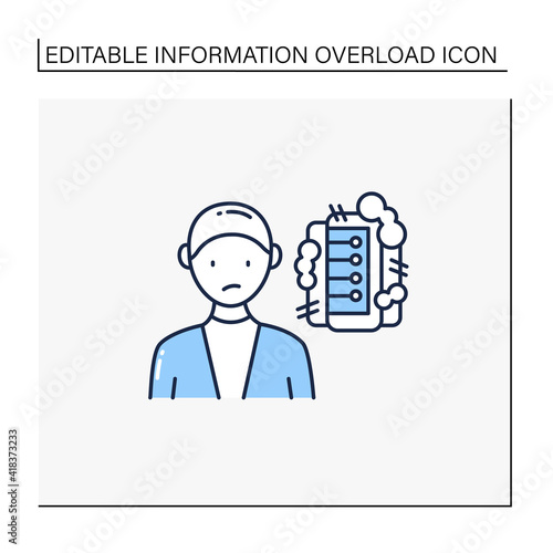 Information pollution line icon. Contamination space supply with irrelevant, redundant, and low-value info.Information overload concept. Isolated vector illustration.Editable stroke