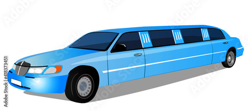 Big limousine car for weddings and other special events. Vector illustration isolated on white background.