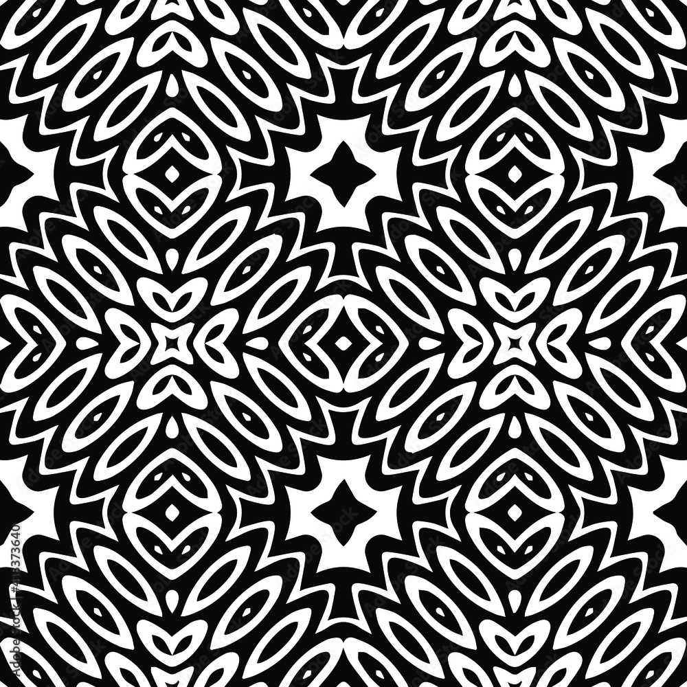 Geometric vector pattern with triangular elements. Seamless abstract ornament for wallpapers and backgrounds. Black and white patterns..
Geometric vector pattern with triangular elements. Seamless abstract ornament for wallpapers and backgrounds. Black and white patterns..