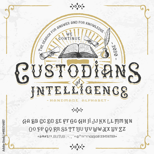 Font Custodians of intelligence. Craft retro type