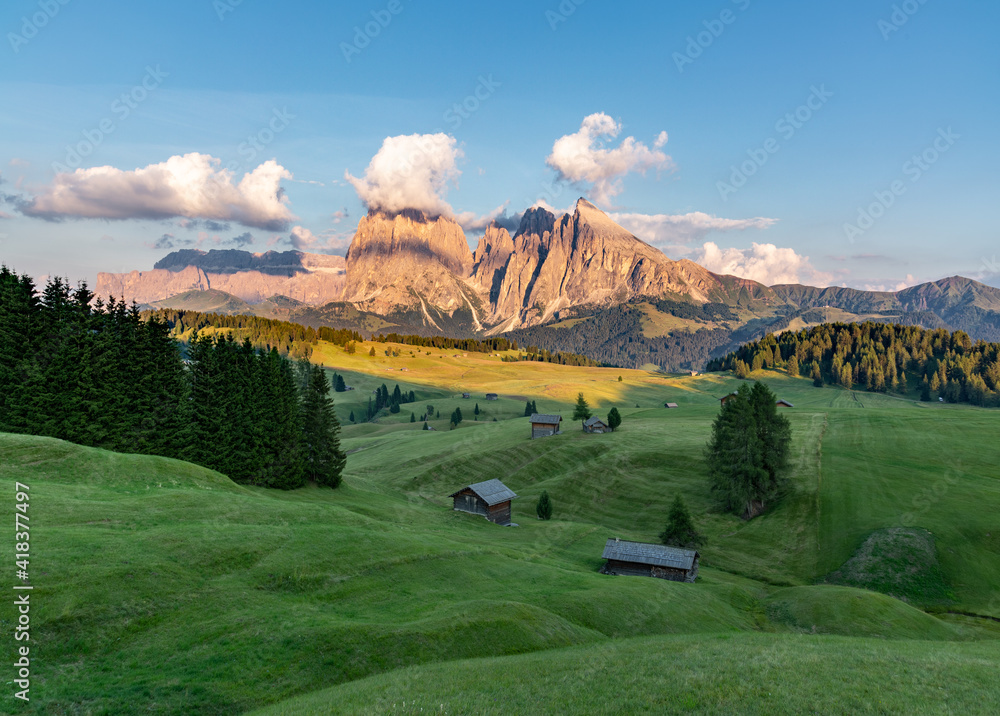 Seiser Alm, Alpe di Siusi landscape, Dolomites Alps, Italy