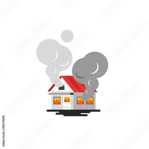 Vector of a burning house.