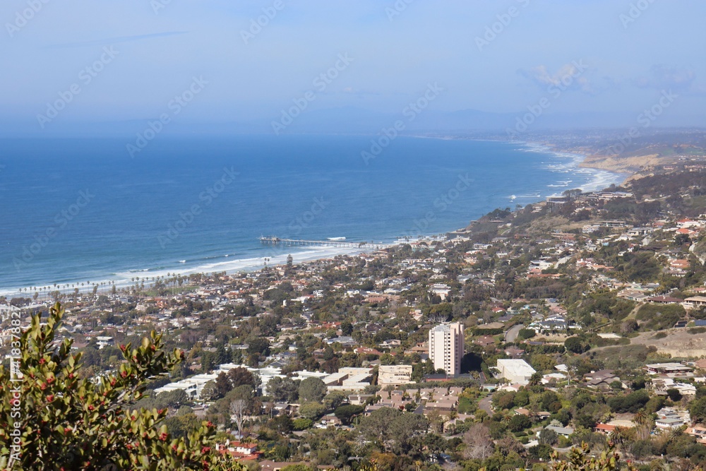 View of the San Diego coastline from  Mount Soledad in La Jolla CA.
