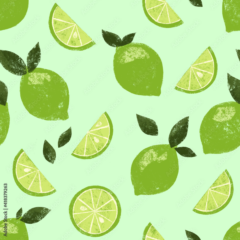 Cute bright retro lime citrus seamless tiling wallpaper pattern with blue background Cute bright retro lime citrus seamless tiling wallpaper pattern with blue background