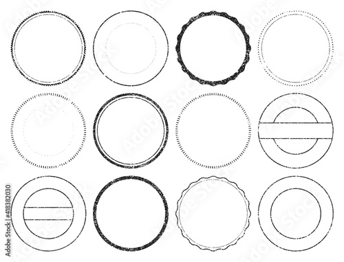 Vector illustration of different types of round stamps