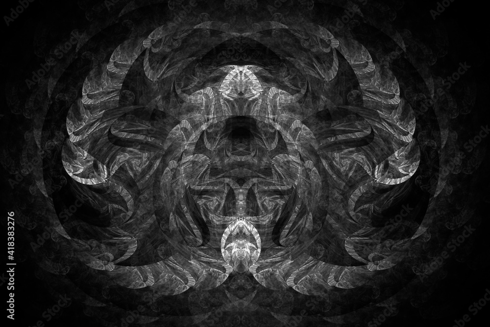 Abstract symmetric background in black and white hues