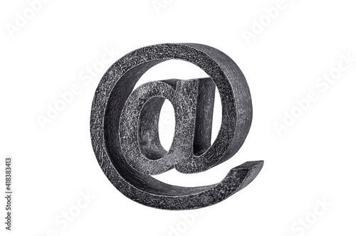 Dark email symbol isolated on white background with clipping path