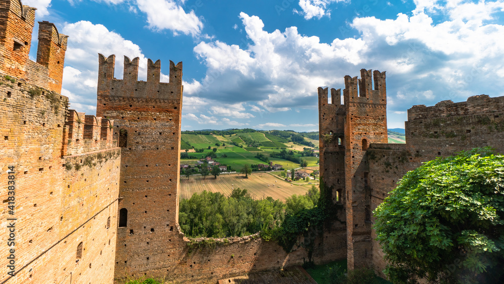Tower and landscape view in Castell'arquato italy
