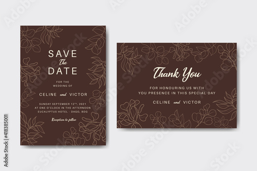 Elegant floral wedding invitation card template