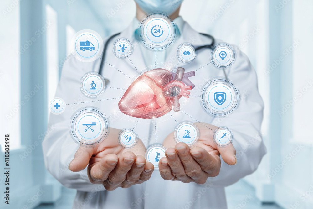 Concept of diagnostics the treatment and support of the patient heart. Concept of diagnostics the treatment and support of the patient heart.