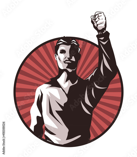 man protesting character