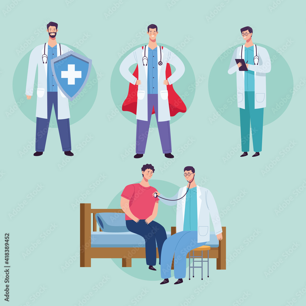 male doctors staff group with patient male doctors staff group with patient