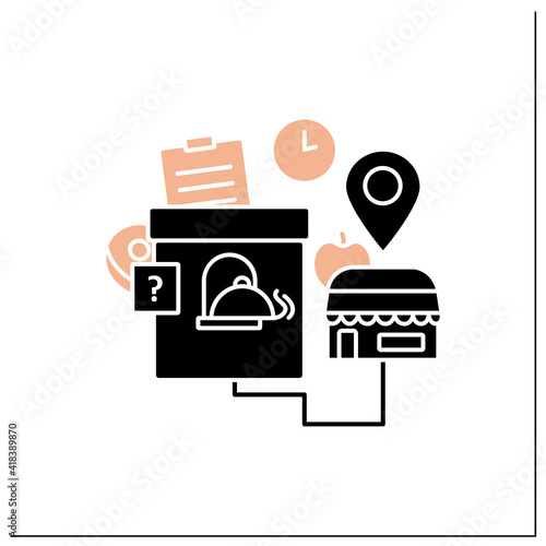 Ghost kitchen glyph icon. Preparation and cooking delivery-only meals. Online delivery concept. Contain kitchen more than one restaurant brand.Filled flat sign. Isolated silhouette vector illustration