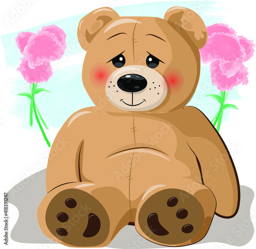 teddy bear with flowers