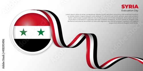 Syria flag emblem design with syria banner flag. Syria evacuation day background. photo