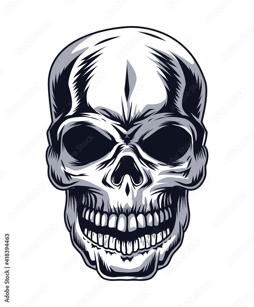 Fototapeta premium skull head drawn
