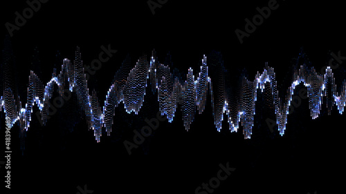 Abstract glowing lines background. Wavy form neon line structure. Futuristic blue color. Technology concept. Global network conncetion. Isolated on black. 3d rendering.
