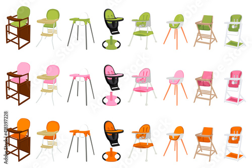 Illustration on theme colorful modern child high chair