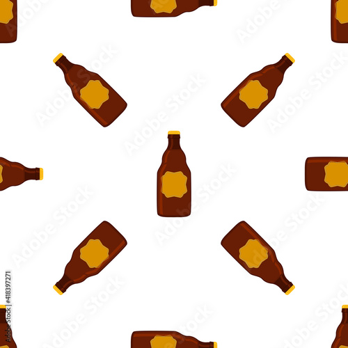 Illustration on theme seamless beer glass bottles with lid for brewery