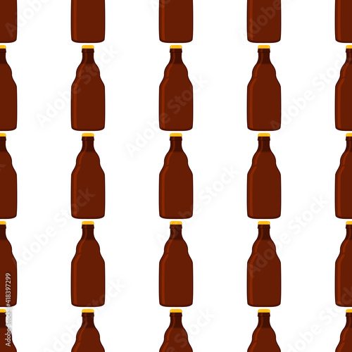 Illustration on theme seamless beer glass bottles with lid for brewery