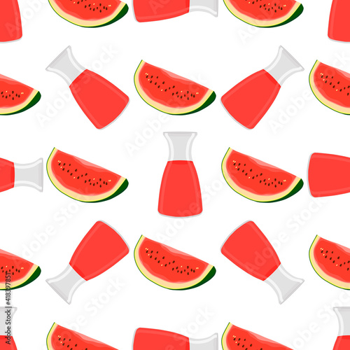 Illustration on theme colored lemonade in watermelon jug