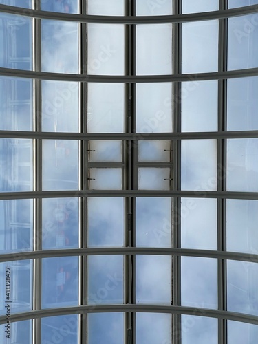 sky in glass windows indoor bottom view
