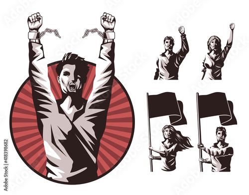 five persons protesting