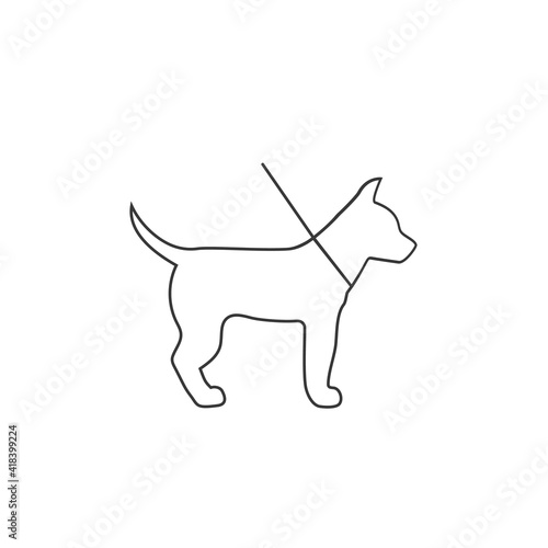 Dog line icon on white. Vector in flat sign