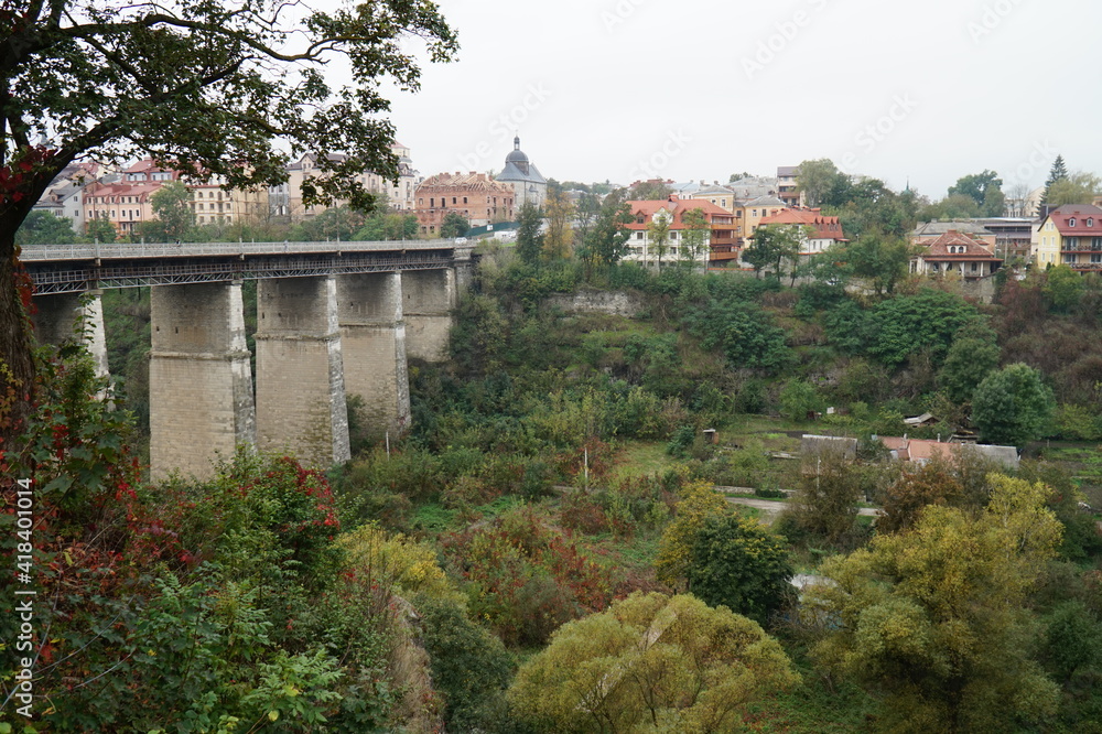 Running Doe over the canyon of the Smotrych River in the city of Kamyanets-Podilsky