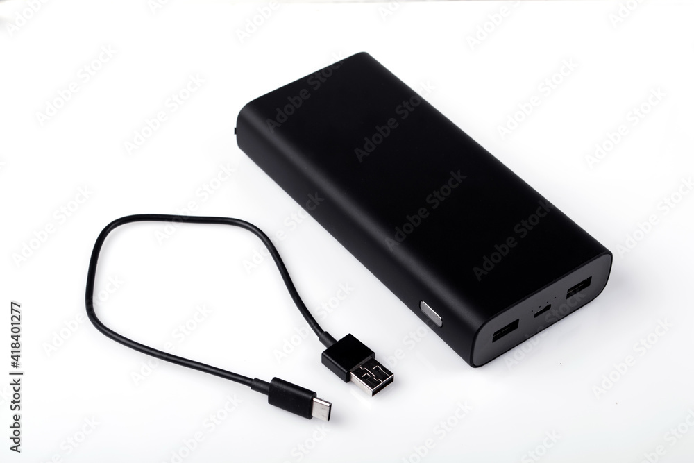 Power bank for charging mobile devices. Smartphone charger.