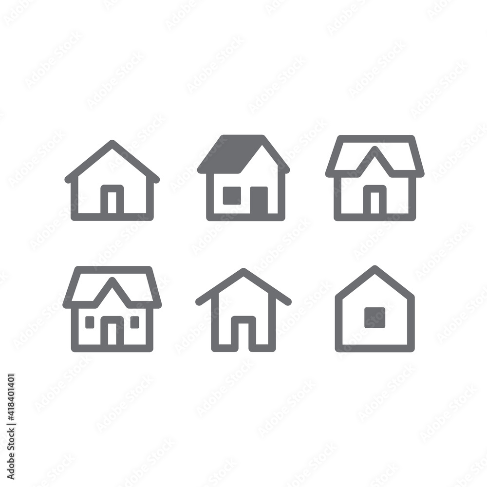 Set of house vector icons. Homes clipart symbols. Home pictogram collection.