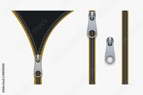 zipper two color set isolated on white