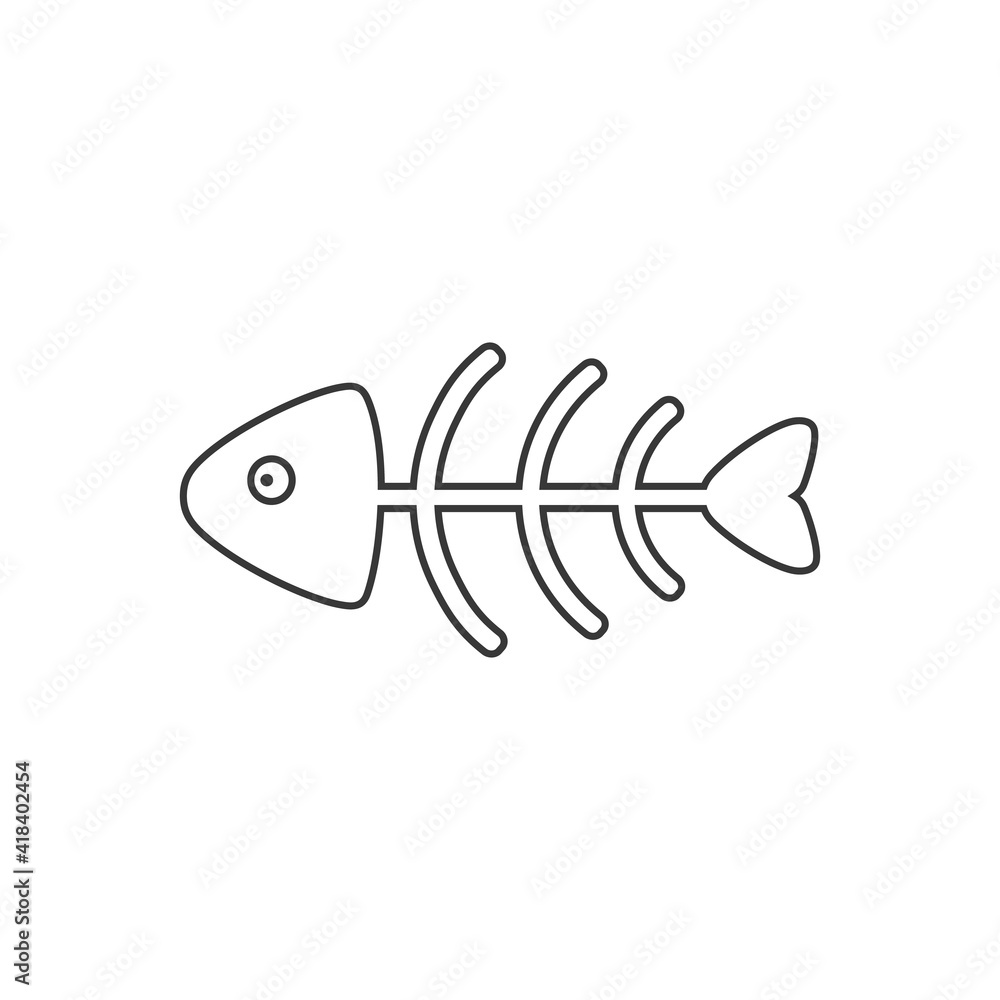 Fish bone line icon in flat style. Vector sign Fish bone line icon in flat style. Vector sign