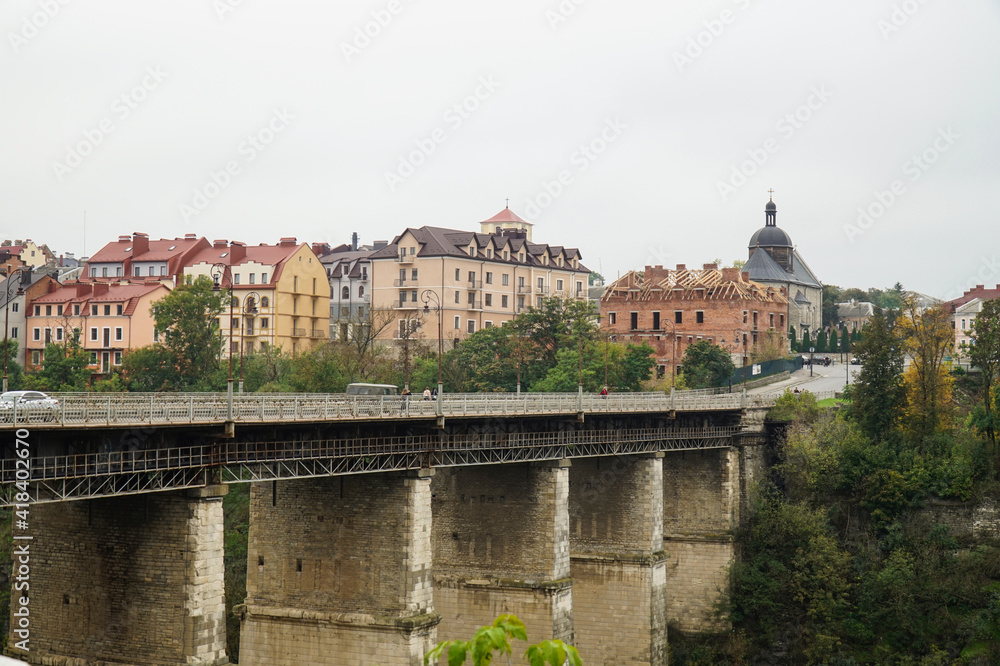 Running Doe over the canyon of the Smotrych River in the city of Kamyanets-Podilsky