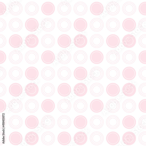 Illustration of a seamless pattern from lines and circles. Laconic, simple, geometric style. Pink objects on a white background.