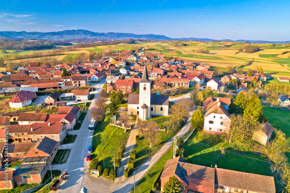 Village of Miholec in Croatia aerial view