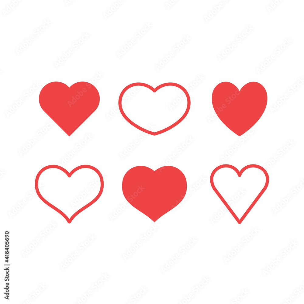 Hearts icon set. Valentine's day heart vector.