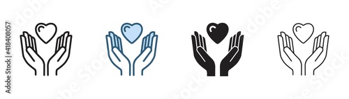 hands holding heart icon, hand with love Vector illustration