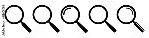 Magnifying glass icon set. magnifier or loupe sign, Search symbol. Vector illustration