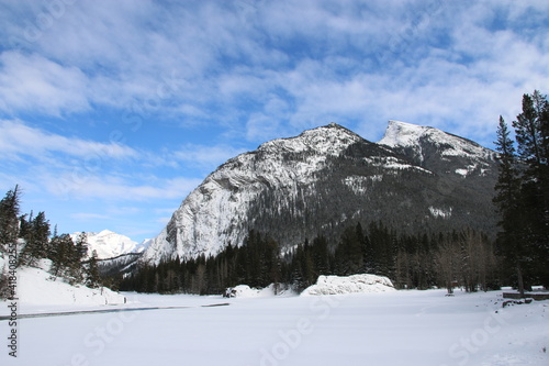 Majestic mountain with the bright blue sky background. Canada.