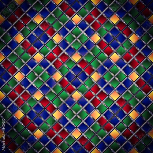 Abstract geometric background of color squares. Multicolored mosaic. Gradient square pattern.